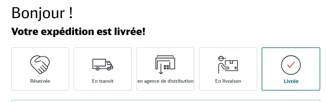 Votre expédition est livrée§